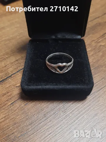 Сребърен пръстен сърце, снимка 5 - Пръстени - 48561143