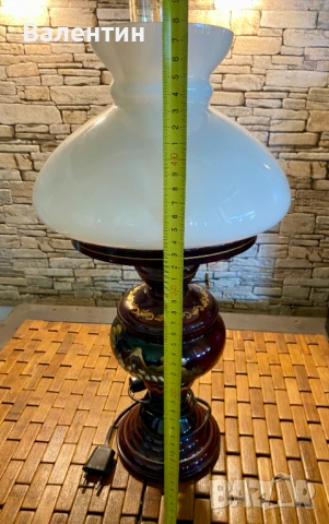 #0015# Винтидж електрическа лампа – калай, ръчно рисувана, Холандия (Tiel), снимка 2 - Настолни лампи - 50701162