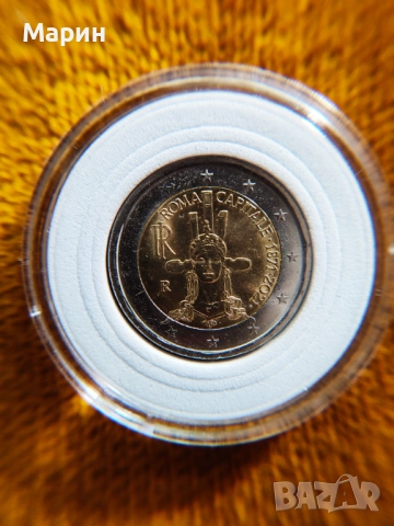 Рядка 2 евро монета – Италия 2021 „Рим – столица“ с производствен дефект, снимка 4 - Нумизматика и бонистика - 51953419