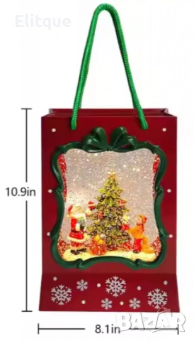 Празнична Коледна декорация във вид на подаръчна чанта със светлини и снежен ефект, снимка 9 - Други стоки за дома - 52831794