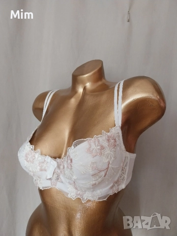 MIRIALE 80 C Дантелен сутиен с бродерия цвят екрю, снимка 3 - Бельо - 51611627