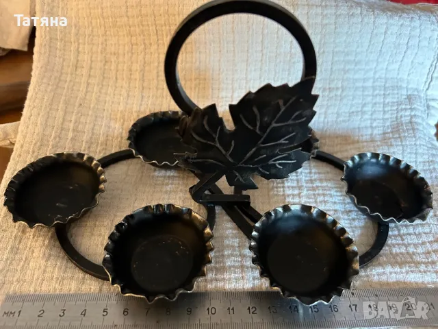 Метален свещник за 6 свещи винтидж, снимка 2 - Декорация за дома - 48836119