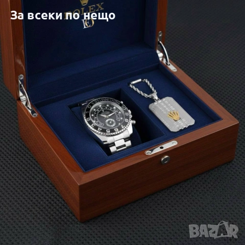Rolex Комплект Мъжки Часовник С Колие Ролекс - Налични Различни Цветове Код SK640, снимка 3 - Подаръци за мъже - 53093330
