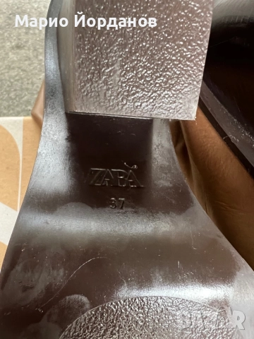 Кожени боти ZARA на ток, снимка 4 - Дамски боти - 52214518
