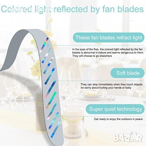 Нов Преносим Вентилатор за отблъскване на мухи Ресторант Маса Пикник, снимка 4 - Други стоки за дома - 42001067