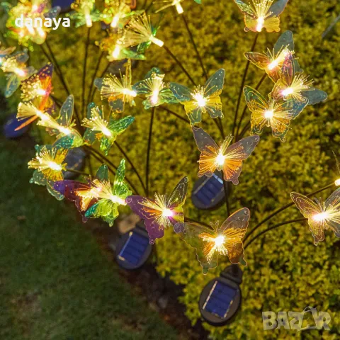 5771 Градинска соларна лампа с 6 люлеещи пеперуди, 75 см, снимка 7 - Декорация за дома - 49311182