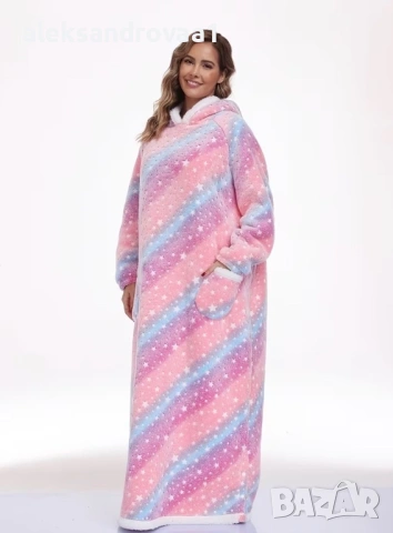 Одеяло-халат с качулка – супер топло - шерпа полар, снимка 2 - Туники - 53234320