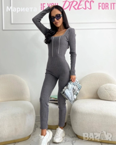 Уникален рипс гащеризон - сив -