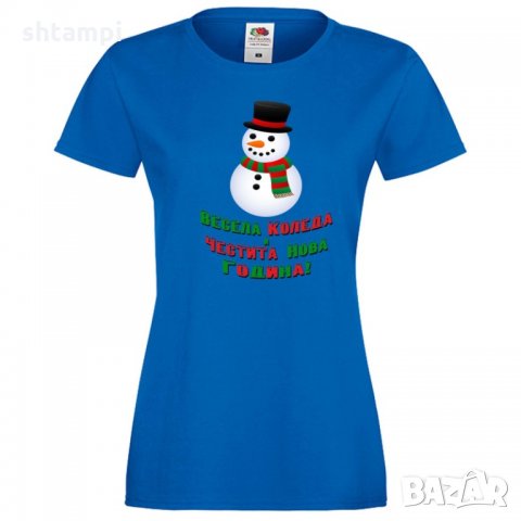 Дамска тениска Коледа Весела Коледа и Честита нова година Snowman, снимка 3 - Тениски - 34690791
