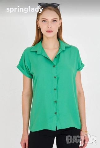 Дамска риза в зелено, снимка 2 - Ризи - 52788792
