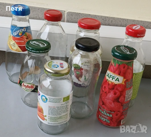 Стъклени бутилки за сок, снимка 3 - Буркани, бутилки и капачки - 53366141