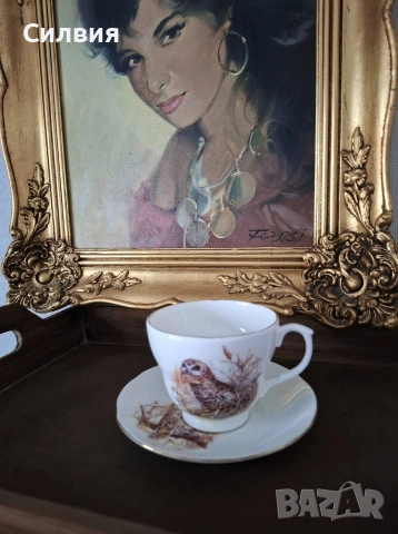 Винтидж голяма чаша с чинийка, снимка 3 - Декорация за дома - 53375288