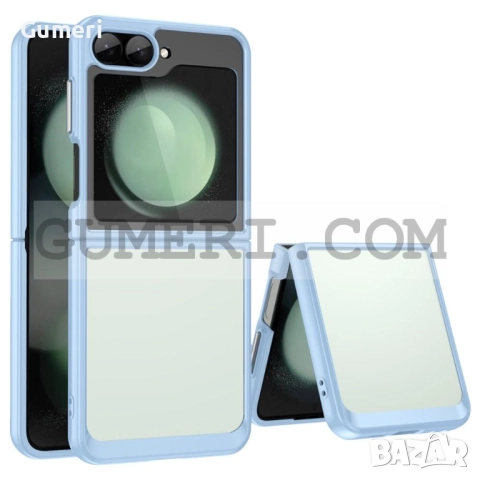 Samsung Galaxy Z Flip 7 FE Хибриден Гръб - Прозрачен С Цветни Кантове