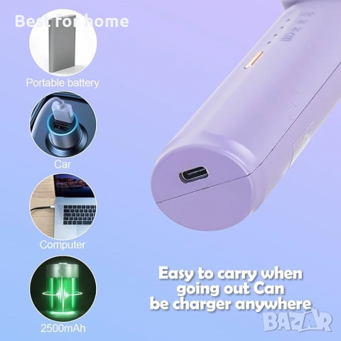 ‎elthmpr Безжична четка за изправяне на коса  с 3 нива на нагряване, отрицателни йони, снимка 4 - Преси за коса - 52431512