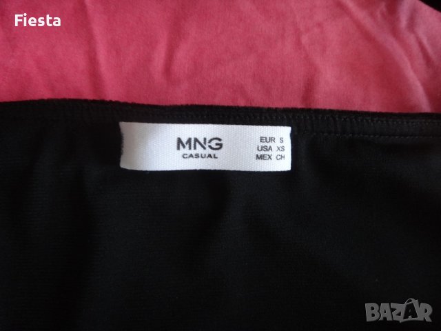 Mango Кадифен черен топ Lentop с шпиц деколте, снимка 10 - Потници - 41764792