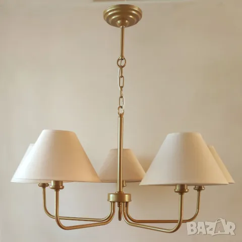 Класическа лампа/винтидж, шаби шик, рустик, прованс тип свещ с 5 рамена, с/без /текстилни абажури, снимка 5 - Полилеи - 47675960