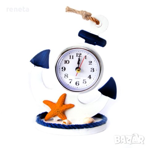 Часовник Ahelos, Котва, Дървен, 18х13 см., снимка 1 - Морски сувенири - 41668049