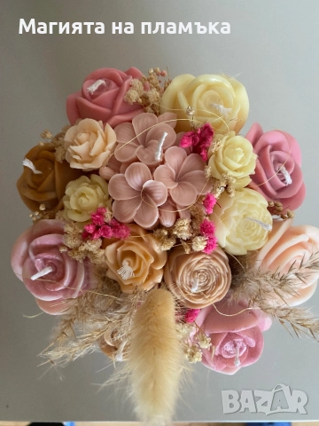 Букети от ароматизирани соеви свещи, снимка 2 - Изкуствени цветя - 52570773