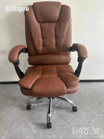 Ергономичен офис стол с лумбална опора от еко кожа – комфорт за дълги часове без болки