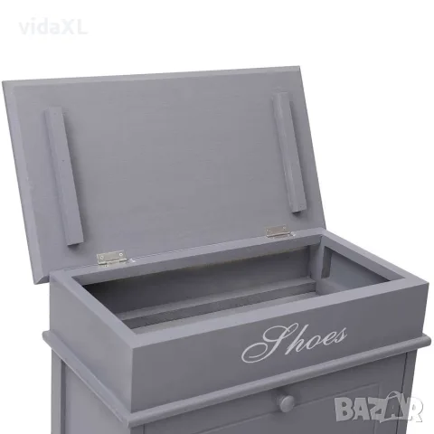 vidaXL Шкаф за обувки, сив, 50x28x98 см, дърво от пауловния, снимка 9 - Шкафове - 56146540