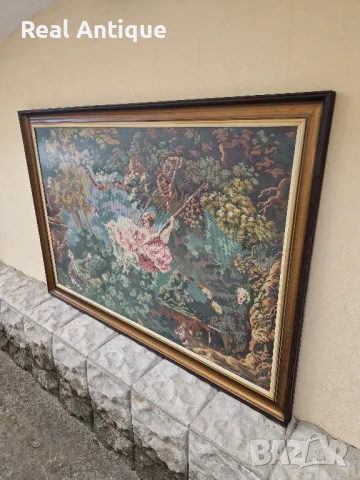 Огромен изключително красив антикварен колекционерски холандски гоблен , снимка 5 - Гоблени - 47263073