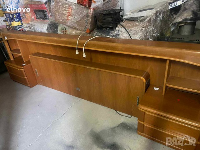 Ретро гръб на спалня от масивно дърво с две шкафчета, снимка 2 - Спални и легла - 42077402