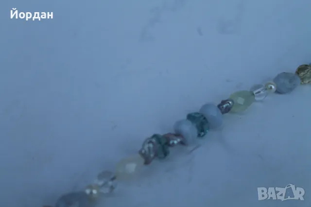 Дамско сребърно колие с естествени перли , планински кристал централен камък топаз, снимка 4 - Колиета, медальони, синджири - 50380165