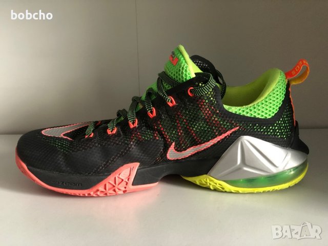 Nike LeBron 12 Low Remix Sneaker sz 10 Black/Metallic Silver-Green 724557-003, снимка 6 - Кецове - 38837819