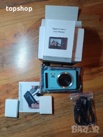 НОВ фотоапарат 4K FHD 44MP компактен с автофокус и 16X увеличение, с 2 батерии 2.4”, 32GB памет, снимка 9 - Фотоапарати - 50555892