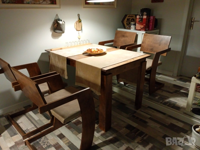 Маса трапезарна в рустикален стил с 4 стола