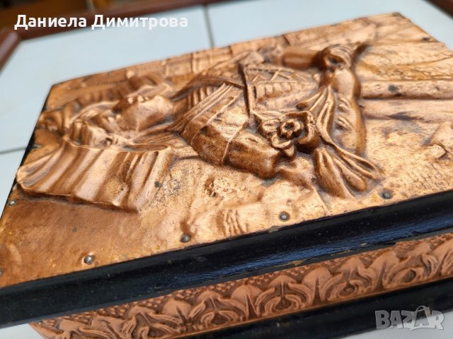 Старинна кутия комбинация дърво + мед, снимка 5 - Антикварни и старинни предмети - 41965738