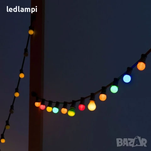 Кабел С Поредица От 10лампи RGB 5m IP44, снимка 5 - Външни лампи - 50619496