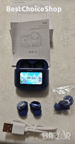 Bluetooth слушалки Мини 7ч време на работа HiFi звук ENC шумопотискане – тъмносин, снимка 11 - Слушалки и портативни колонки - 53091605