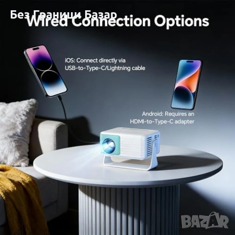 Нов Домашен мини проектор 720P 1080P Auto Keystone iOS Android HDMI, снимка 3 - Плейъри, домашно кино, прожектори - 53279748