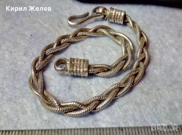 РЕТРО АРТ ПЛЕТКА СРЕБЪРНА ГРИВНА СРЕБРО ВИСОКА ПРОБА с ЩЕМПЕЛ на БИЖУТЕРА Стара РЪЧНА РАБОТА 48642, снимка 2 - Антикварни и старинни предмети - 48492812