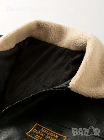Яке от кожа добавена изкуствена вълна,устойчиво на дъжд и сняг Размер L 50 - 30 евро, снимка 3 - Якета - 53266251