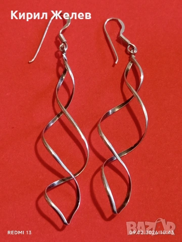 Финни сребърни обеци с двойна спирала красив аксесоар за ежедневието 53333, снимка 5 - Обеци - 53410914