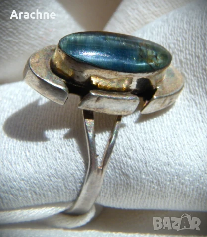 Сребърен ръчнокован дизайнерски пръстен с лабрадорит,Mariana Llanes,Мексико