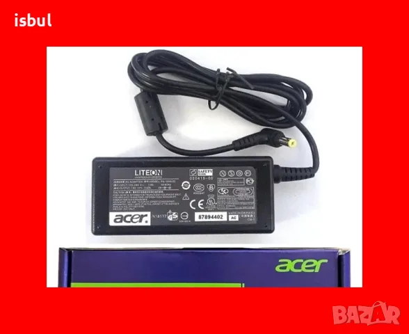 Зарядно Acer за лаптоп.  Oригинално 19V . Букса 5.5 mm и 3 mm