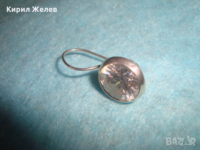 СТАРА СРЕБЪРНА ВИНТИДЖ ОБЕЦА с ПЛАНИНСКИ ФАСЕТИРАН КРИСТАЛ 26301, снимка 3 - Обеци - 35777128