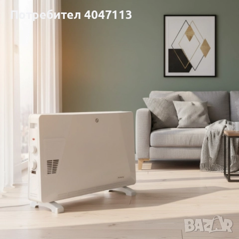 Конвекторен отоплител Rosberg – 2500W, 3 степени, с вентилатор, защита от прегряване (бял или черен), снимка 3 - Радиатори - 51806615