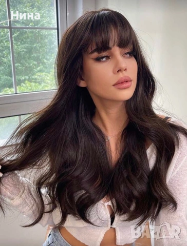 Тъмно кафява перука, снимка 3 - Аксесоари за коса - 53826230