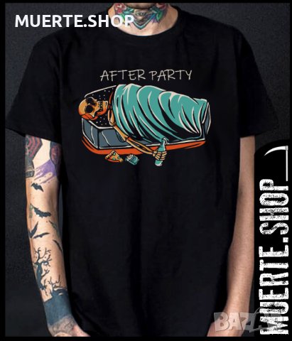 Черна тениска с щампа AFTER PARTY