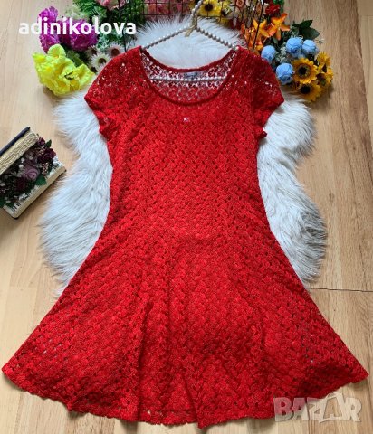 Нова червена дантелена рокля, снимка 3 - Рокли - 41730070