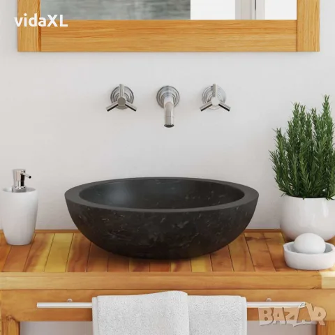 vidaXL Мивка, 40x12 см, мрамор, черна, снимка 3 - Мивки - 56146011