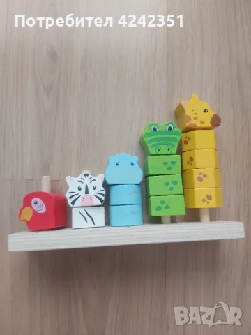 Дървена игра с животни – низанка, снимка 2 - Образователни игри - 49697454