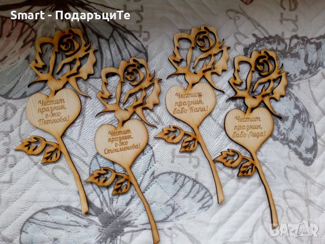 Подарък за Свети Валентин и Осми март - дървена роза с надпис по желание, снимка 1 - Подаръци за жени - 39426327