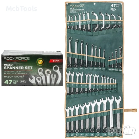 Kомплект комбинирани ключове 47 части ROCKFORCE
