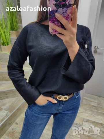 Пуловер с брошка - цветове, снимка 14 - Блузи с дълъг ръкав и пуловери - 52709246