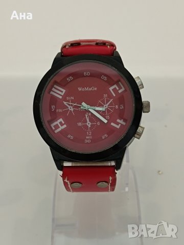 Красив Дамски  Часовник  с червена каишка , снимка 1